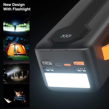 Портативний акумулятор Power Bank 80000mAh з LED дисплеєм, USB-C, для iPhone, MacBook, iPad, дронів, подорожей та кемпінгу