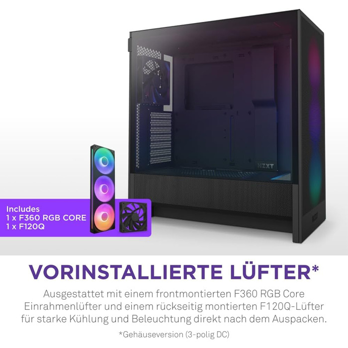 NZXT H5 Flow RGB 2024 – компактний ATX корпус для геймінгу з високим повітряним потоком, F360 RGB, підтримка радіаторів 360 мм (фронт) і 240 мм (верх), загартоване скло, чорний