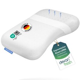 Ортопедична подушка для шиї Third of Life Liora, 48x37x10,5 см, з Memory Foam, для тих, хто спить на боці, біла, з антиалергенним покриттям