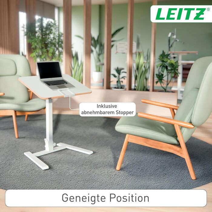 Ергономічний регульований стіл Leitz Ergo Compact 80x60 см для офісу та дому, білий - електричний стіл для сидіння/стояння з навантаженням до 80 кг, функцією нагадування про зміну положення