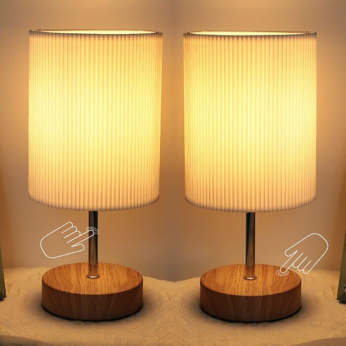 Настільна лампа HSLighting, 2 шт, LED, диммер, сенсорне керування, 3 рівні яскравості, мінімалістичний дизайн, для спальні, вітальні, читання, кругла форма