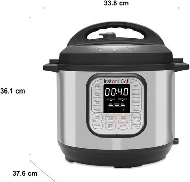 Електрична мультиварка Instant Pot Duo 80, 7,6 л, 1200 Вт, нержавіюча сталь, 7-в-1: скороварка, повільноварка, рисоварка, сотейник, йогуртниця, пароварка та стерилізатор, срібляста