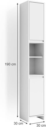 Пенал для ванної Vicco Emma, білий, 30x190 см, високий шафа