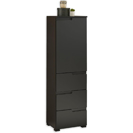 Висока комод-шафа для ванної SPICE з ящиками, чорна матова, 40x134x32 см, з великим місцем для зберігання