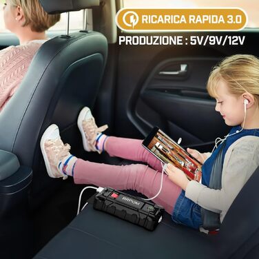 Бустер для автомобіля BRPOM 6000A — Пусковий пристрій для авто та мотоциклів (бензин до 7.0L, дизель до 5.5L) з LED-ліхтарем та USB-портом
