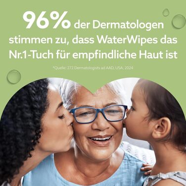 Дитячі вологі серветки WaterWipes Sensitive+ для немовлят та дітей, 99,9% води, 12 пакок по 60 шт (загалом 720 шт)