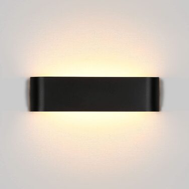 Світильник настінний LED Lightess 16W, чорний, сучасний, алюмінієвий, тепле біле світло, IP44, для вітальні, спальні, коридору