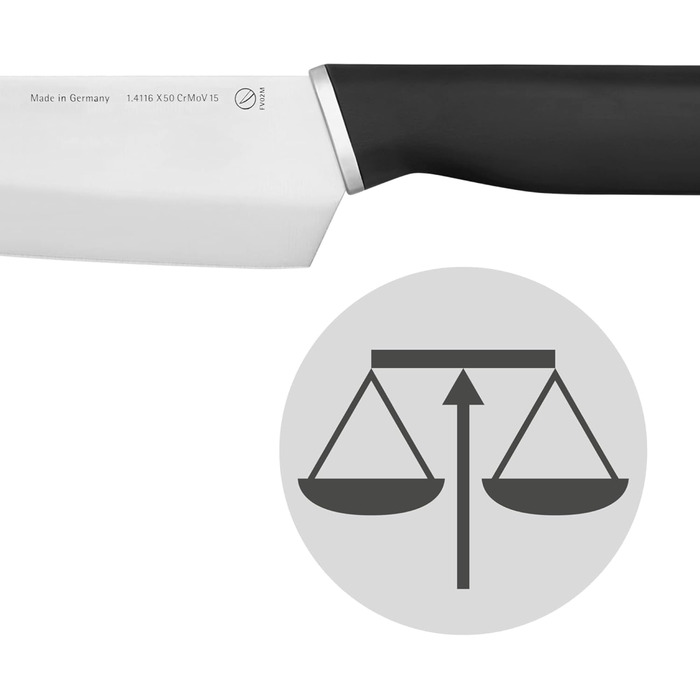 Набір ножів WMF Kineo з підставкою (6 предметів), Made in Germany: 4 ножі, кухоні кусачки, бамбукова підставка, Performance Cut, сталь Messerblock Asia