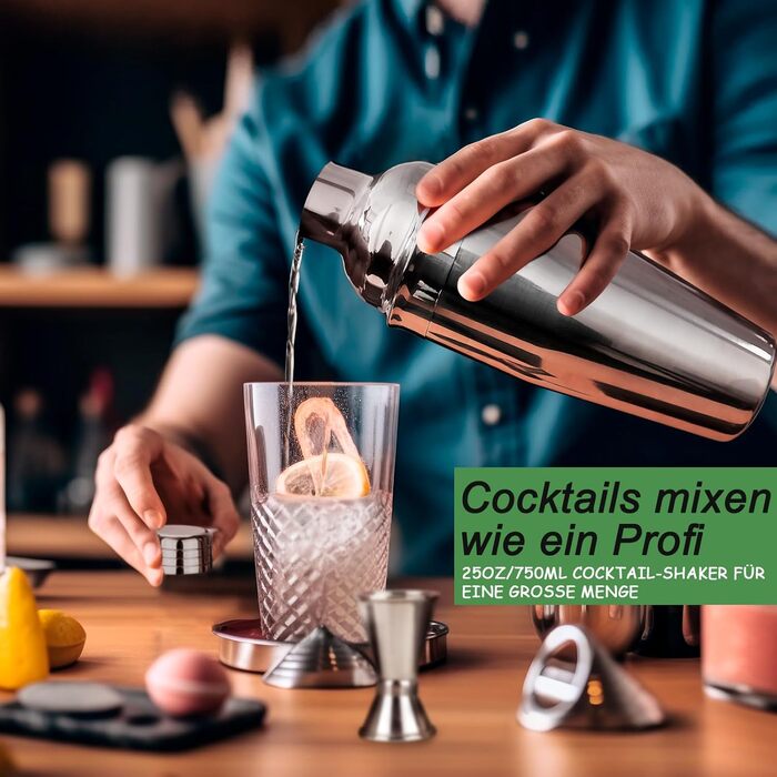 Набір шейкер для коктейлів Barkeeper Set: професійний барний інструмент з аксесуарами, з нержавіючої сталі, для дому та подарунків