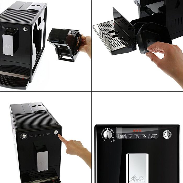Кавоварка автоматична Melitta Caffeo Solo E950-101, 15 бар, з функцією попереднього заварювання, чорна + 3 фільтри Pro Aqua для захисту від накипу