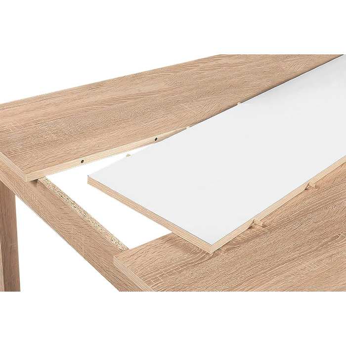 Обідній стіл byLIVING NORI 120×80 см, кухня, світло-коричневий, дуб сонома, реверсивна стільниця (чорна або біла)