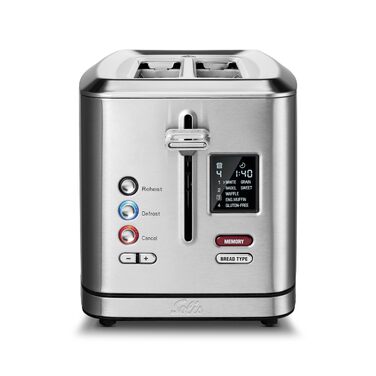 Тостер Solis Flex Typ 8004 Premium нержавіюча сталь: 7 програм, широкі слоти, LCD-дисплей, підставка для булочок, 950 Вт