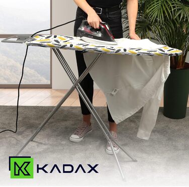 Праскадошка KADAX для прасування з парогенератором, регульована висота, знімний чохол, антиковзні ніжки, 105x30 см, білий/сріблястий