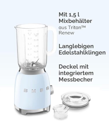 Міксер стаціонарний Smeg BLF03PBEU 1.5 л блакитний 800 Вт, 4 швидкості, автоматичні програми