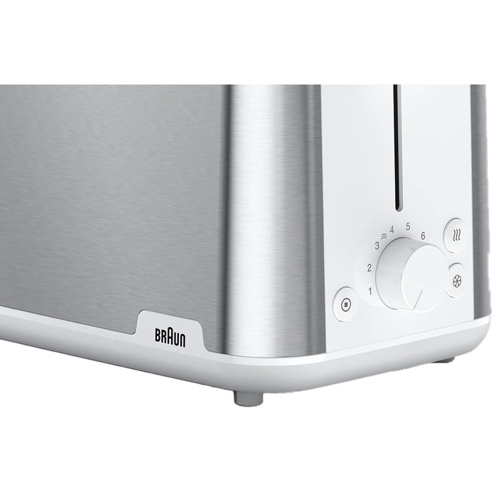 Тостер Braun PurShine HT1510 White – 2 відділення, 8 режимів підсмажування, розморожування, підігрів, висувний піддон для крихт, 900 Вт