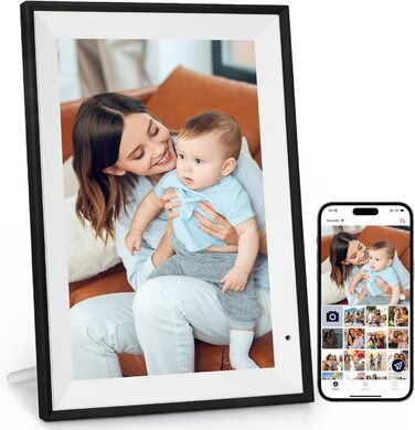 Цифровий фоторамка WiFi 10.1 дюйма, IPS HD сенсорний екран, 32GB, автоматичне обертання, миттєве завантаження фотографій, чорний
