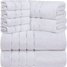 Набір рушників Utopia Towels 8 шт. з петелькою, 97% бавовна, високої якості, швидковисихаючі, 2 банних, 2 для рук, 4 для обличчя, білі