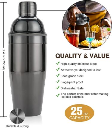 Професійний набір для коктейлів KINGROW Mixology: 29 предметів барного інвентарю з акриловою підставкою для дому та барів