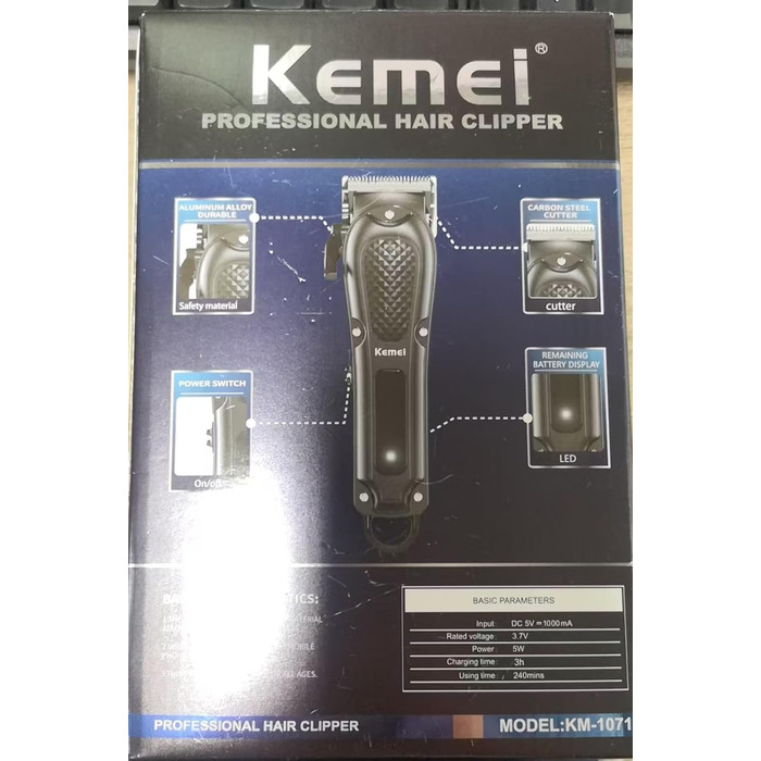Професійна машинка для стрижки волосся Kemei для чоловіків, набір для стрижки та догляду, акумуляторна, для дому та перукарень