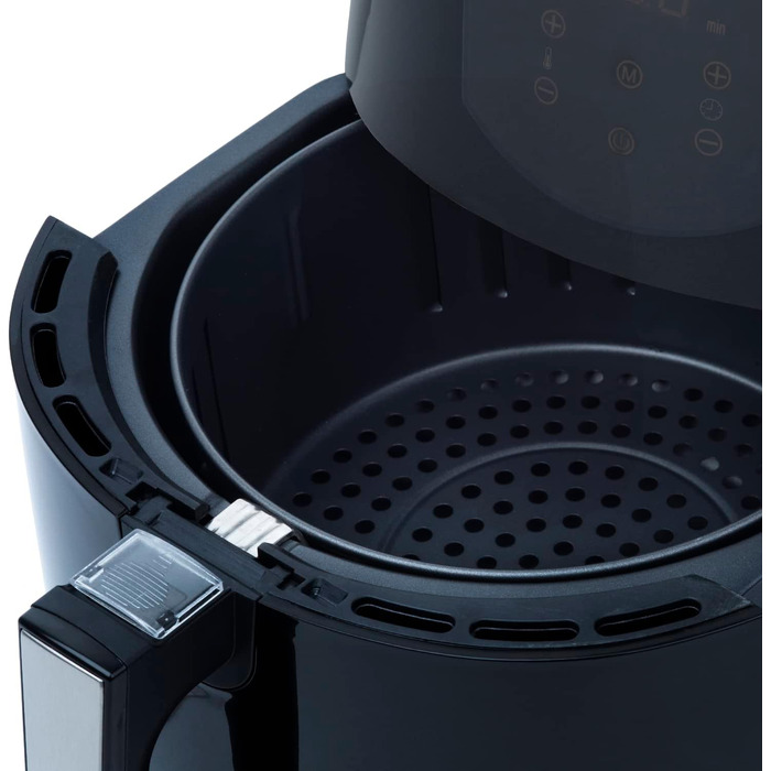 Безмасляна фритюрниця H.KOENIG FRY800, 4 л, 7 програм, сенсорне управління, регулювання температури 80-200°C, знімний кошик, 1400 Вт, можна мити в посудомийній машині