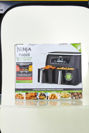 Аерофритюрниця Ninja Foodi Dual Zone 7,6 л, 2 кошики, цифрова, антипригарне покриття, 6-в-1, для 4-6 порцій, чорна (AF300EU)