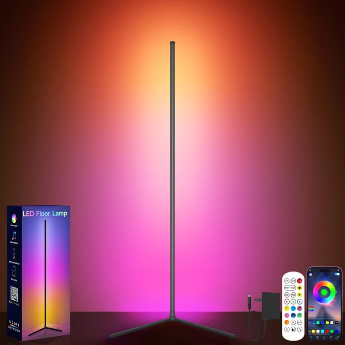 Світлодіодний кутовий світильник GIPOYENT RGB з синхронізацією музики та керуванням через додаток, 16 млн кольорів для спальні, вітальні, геймерської кімнати