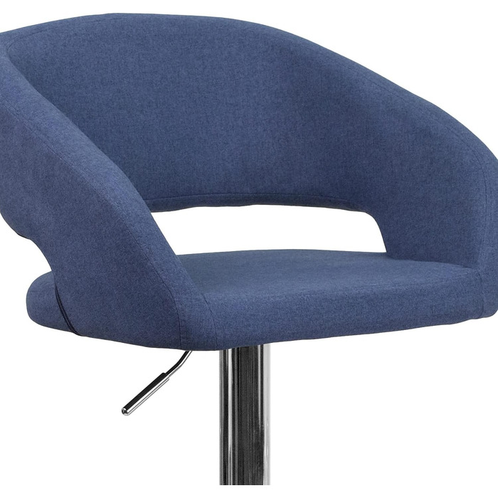 Барний стілець Flash Furniture Erik, синій текстиль, хром, регульована висота, зручна спинка та підніжка