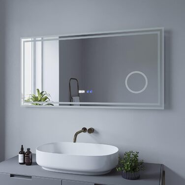Дзеркало для ванної кімнати AQUABATOS LED 50x70 см з підсвічуванням, сенсорним вимикачем, регулюванням температури світла (6400K), IP44, CE, енергозберігаюче. Серія Essens
