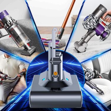 Акумулятор для пилососа Dyson V6 8000mAh з LCD-дисплеєм, сумісний з DC58-DC74, фільтри в комплекті (сірий)
