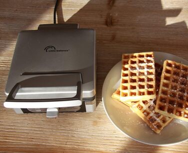 Електрична вафельниця LITTLE BALANCE 8816 Power Waffeln 1600 Вт, антипригарне покриття без PFAS, для товстих та хрустких вафель, чорна (28.5 x 21 x 14.5 см)