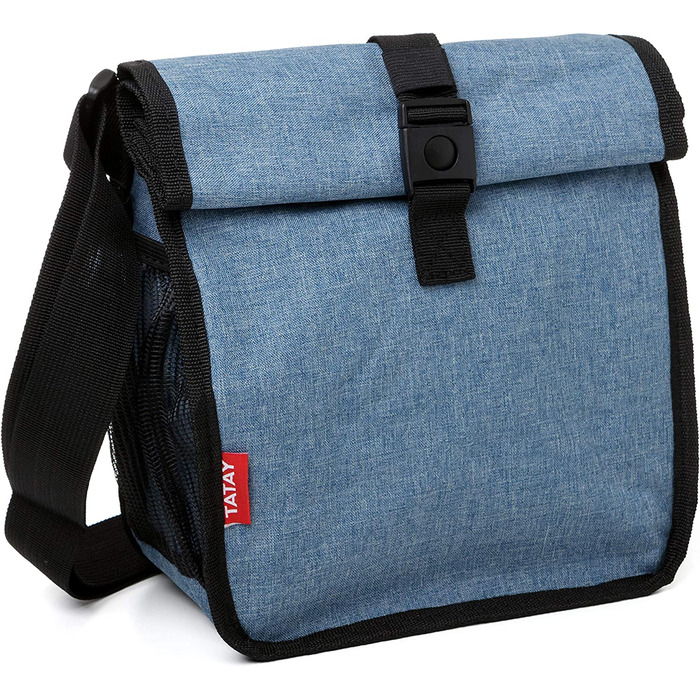 Термосумка TATAY Urban Food Casual Roll & Go 4,2 л з 2 контейнерами 0,5 л BPA Free, денім синя, для обіду, 22x11x22,5 см