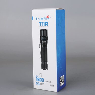 LED ліхтар Trustfire T11R, надяскравий 1800 люмен, USB-зарядка, 5 режимів, тактичний, водонепроникний IP68, для кемпінгу, туризму, екстрених ситуацій, чорний