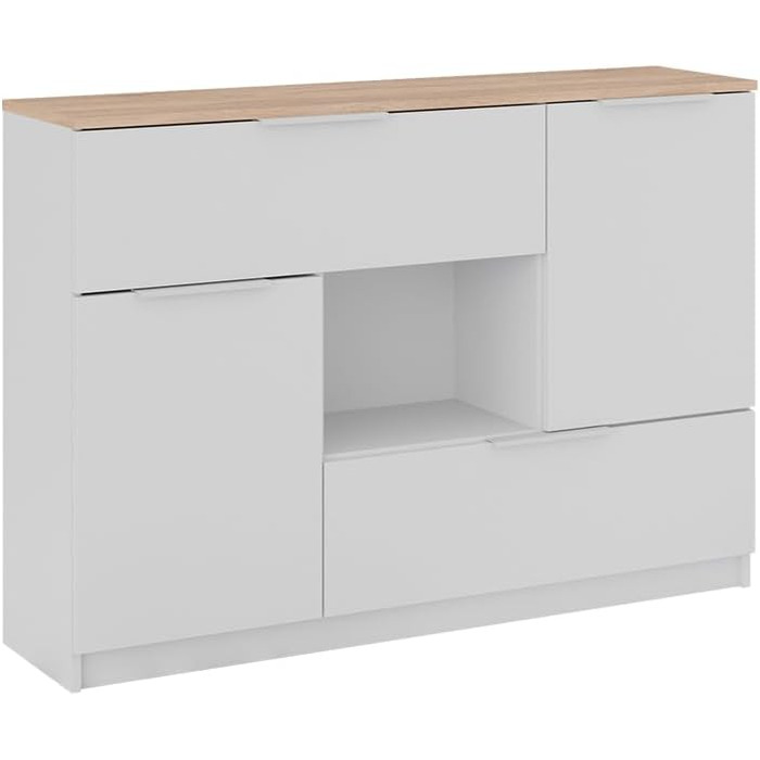 Комод Vicco Betti білий/дуб сонома 120x84 см, 2 двері, 2 шухляди, 1 відкрита полиця