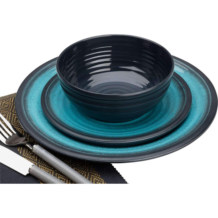 Набір посуду з меламіну Flamefield Premium Granite-Aqua