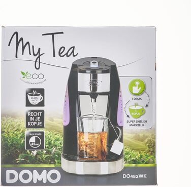 Електрочайник Domo DO482WK, пластик та нержавіюча сталь, 1.5 л, білий/чорний