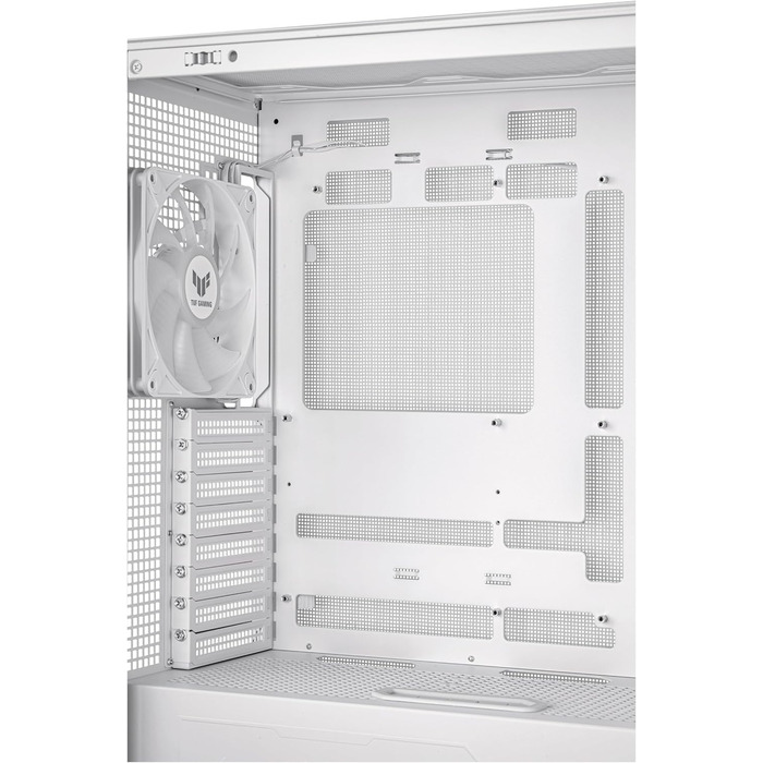 Ігровий корпус ASUS TUF GT302 ARGB білий, Mid-Tower ATX, 4x140 мм ARGB вентилятори, змінні бокові панелі, підтримка ATX материнських плат із прихованими роз'ємами, сітчаста фронтальна панель