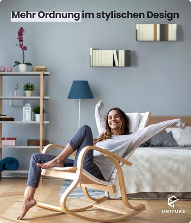 UNITURE® Полиця настінна плаваюча 2 шт. 40 см - Чорна, для книг та фотографій