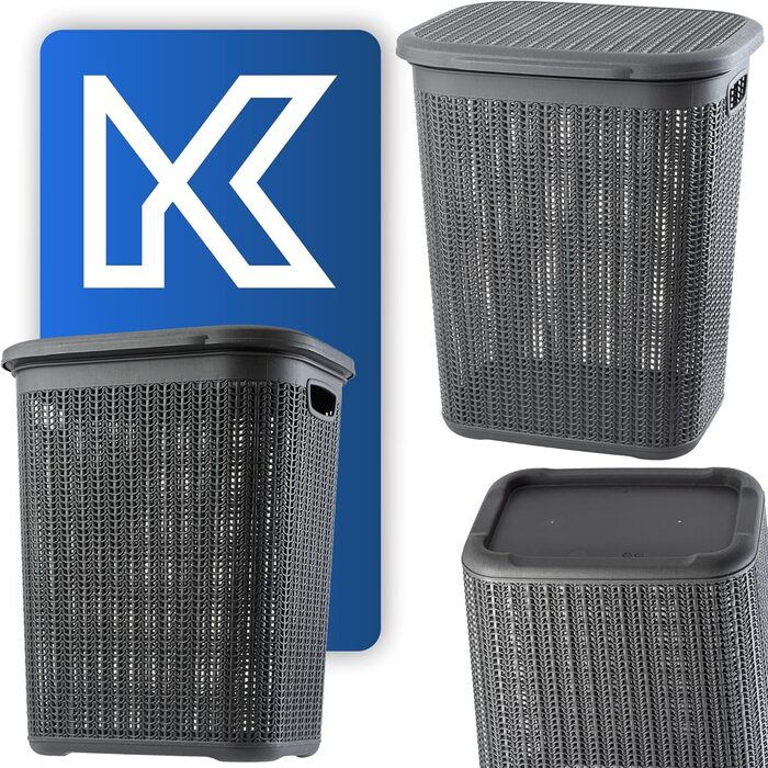 KADAX кошик для білизни 50 л з кришкою, пластиковий, багатофункціональний, для ванної, одягу, іграшок, антрацит