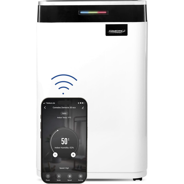 Demecto 16 eco WiFi - Потужний осушувач повітря (16 л/24 год) з Wi-Fi, для приміщень до 65 м², керування через додаток