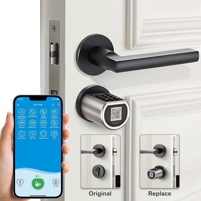 Електронний дверний замок WELOCK PCB01 для вхідних дверей, Bluetooth, RFID-карта, Wi-Fi (потрібен шлюз), підходить для дверей 50-100 мм