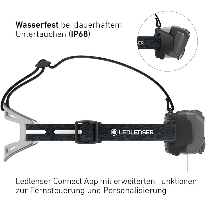 Ліхтар налобний Ledlenser HF8R Signature, 2000 люмен, водонепроникний, RGB, акумуляторний, чорний, для туризму та активного відпочинку