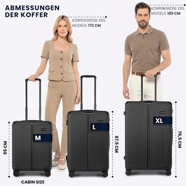 Валіза велика Wittchen Stripes Line XL (76.5x50x29 см), пластикова Hartschalen ABS, 96 л, м'ятна