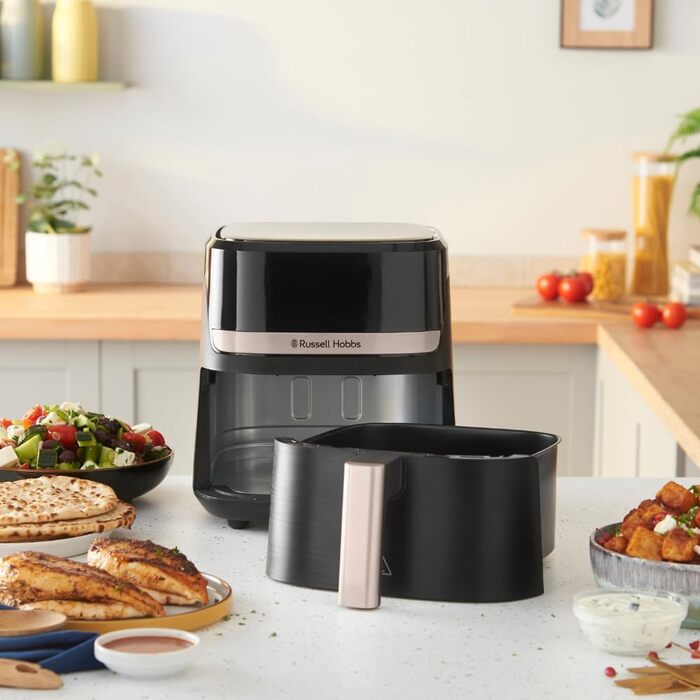 Аерофритюрниця Russell Hobbs SatisFry 4,3 л, 9 програм, Rapid AirFryer, без масла, сенсорне керування, компактна, гриль, випікання, до 200°C, модель 27610-56