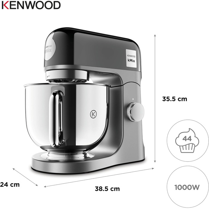 Планетарний міксер Kenwood kMix Editions KMX760BC, 1000 Вт, чаша з нержавіючої сталі 5 л, набір для кондитерів, антрацит