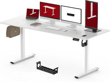 Електричний регульований стіл SANODESK 180x80 см для домашнього офісу, білий, ергономічний комп'ютерний стіл для роботи стоячи й сидячи