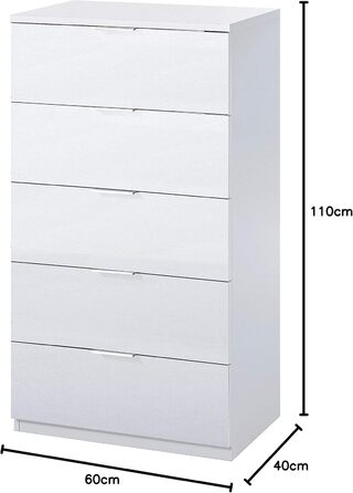 Комод з п'ятьма шухлядами Arctic-білий 60x110x40 см