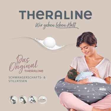 Подушка для вагітних та годування груддю Theraline Original 190 см, з боковим положенням, з перлинним наповнювачем, з чохлом Ослик Акація Бірюзовий