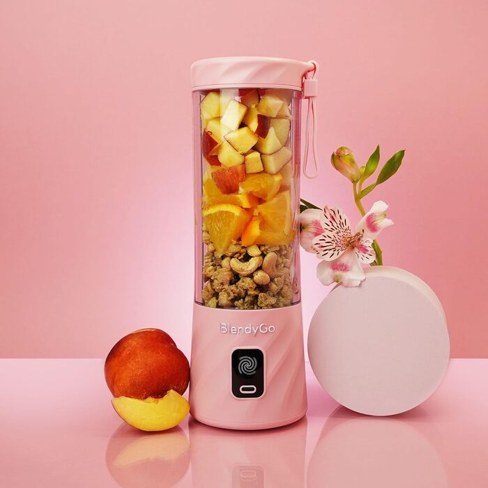 Портативний блендер BlendyGo 3 для смузі, USB, 550 мл, BPA-free, PulseMotion & BlendPro, рожевий