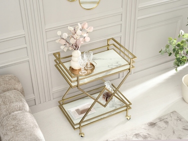 Стіл Mebel-Partner прямокутний, 70 x 46 x 81 см, білий з золотим