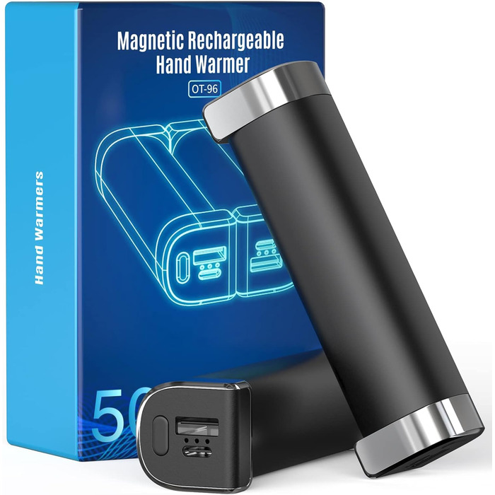 Електричні грілки для рук 5000mAh (2 шт.) - багаторазові, для активного відпочинку, зимовий подарунок для дітей, жінок та чоловіків (чорний)